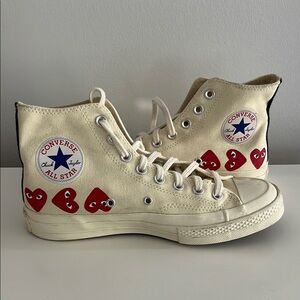 Converse High-Top Sneakers - Cream with Red Accents